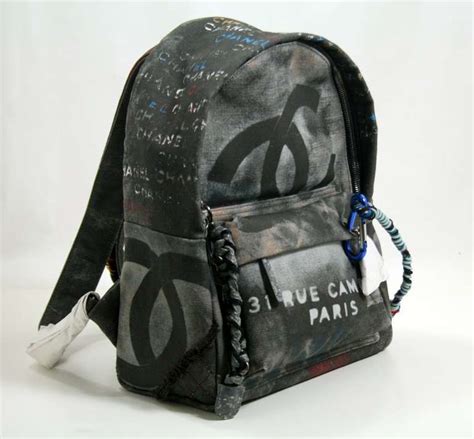 chanel backpack small black|authentic Chanel graffiti backpack.